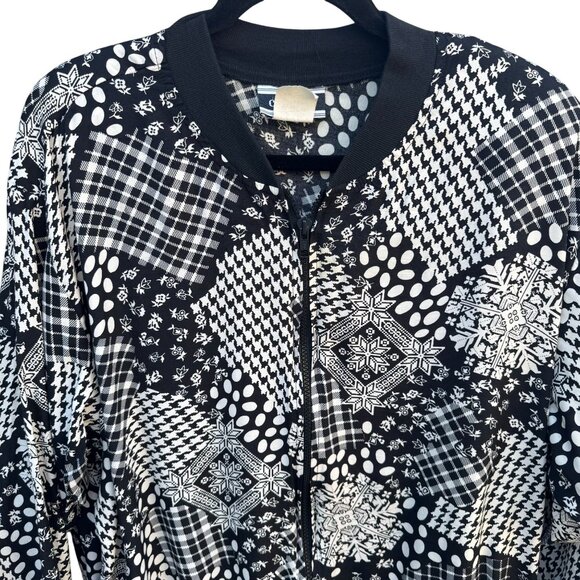 Cherisa Vintage 80s Womens Oversized Patchwork Patterned Retro Bomber Jacket 1X - Picture 6 of 9